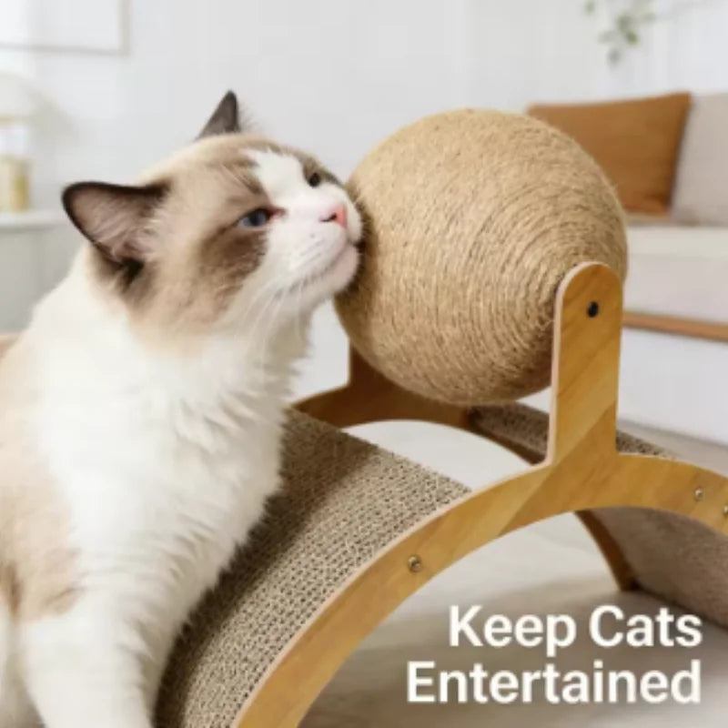 2-in-1 Wooden Cat Scratching Bal