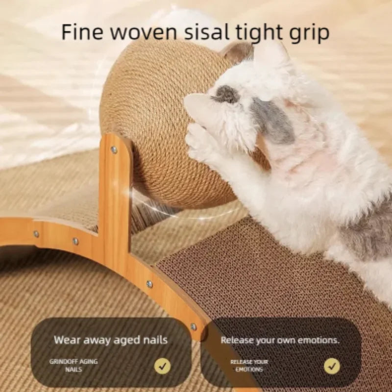 2-in-1 Wooden Cat Scratching Bal