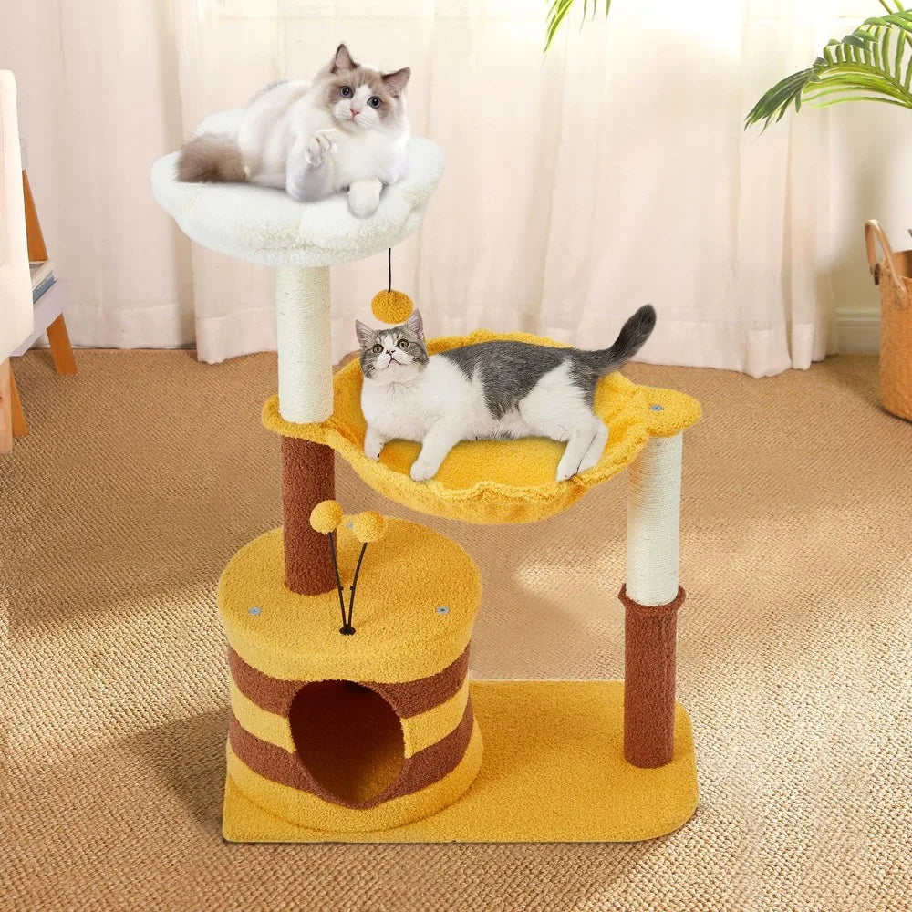 35-Inch Flower-Themed Cat Tree