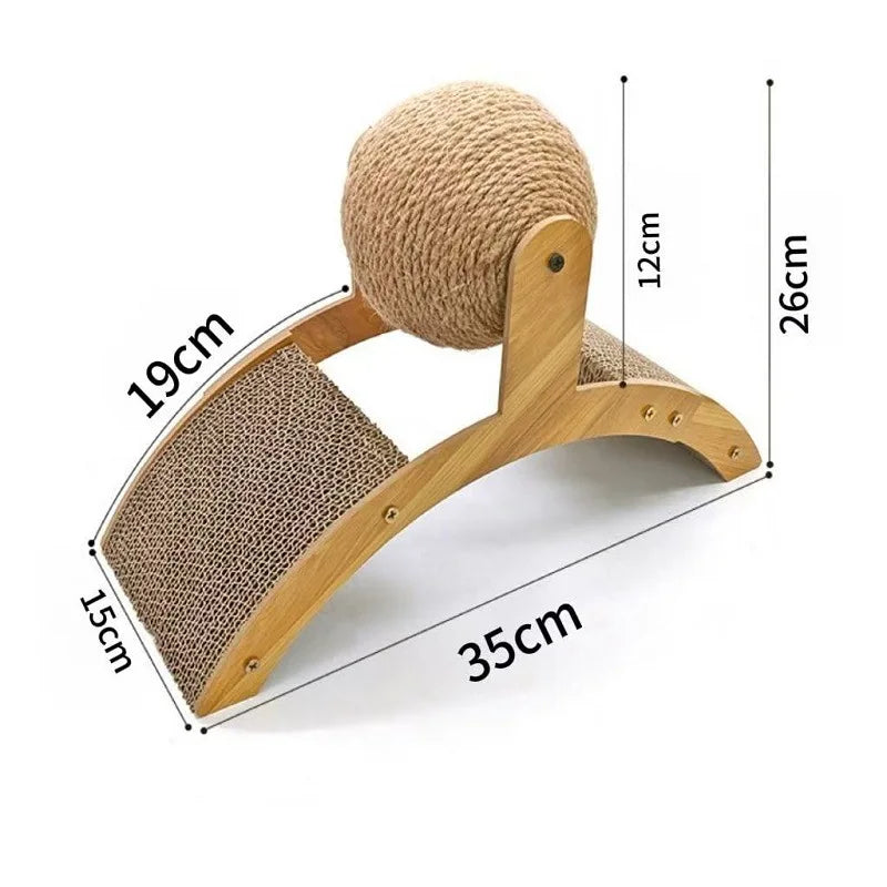 2-in-1 Wooden Cat Scratching Bal